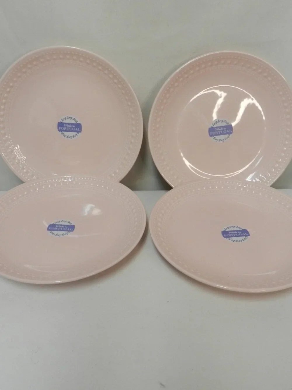 Matceramica Pink Hobnail Salad Starter Appetizer plate set 4 micro dish NEW NWT